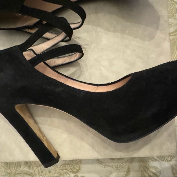 Kate Spade Nara Double Strap Mary Jane Black Suede Heels Size 6 - Picture 6 of 12